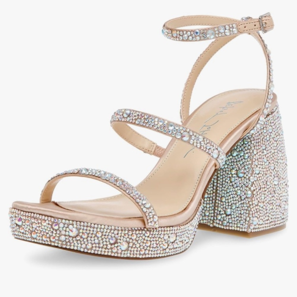 Betsey Johnson Denni Rhinestone Plataform Sandals/Heels 7